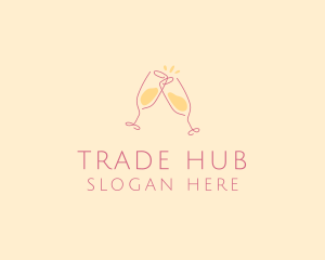 Champagne Glass Toast logo design