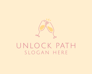 Champagne Glass Toast logo design