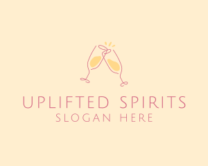 Champagne Glass Toast logo design