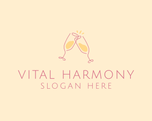 Champagne Glass Toast logo design