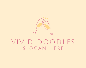 Champagne Glass Toast logo design