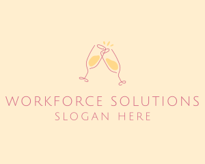 Champagne Glass Toast logo design