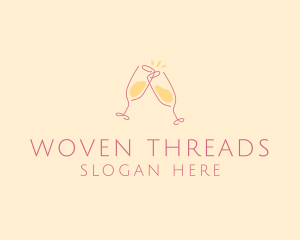 Champagne Glass Toast logo design