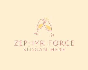 Champagne Glass Toast logo design