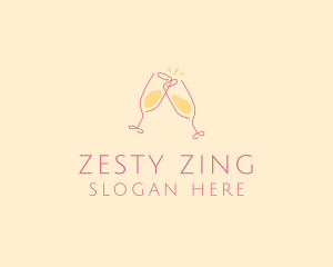 Champagne Glass Toast logo design