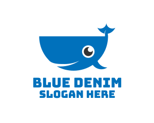 Blue Cute Whale logo design