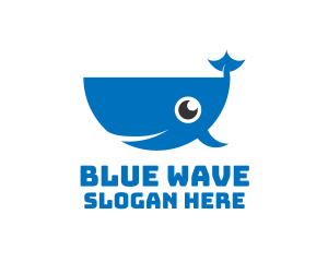 Blue Cute Whale logo design