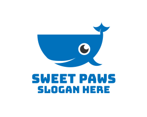 Blue Cute Whale logo design