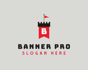 Flag Castle Banner logo design