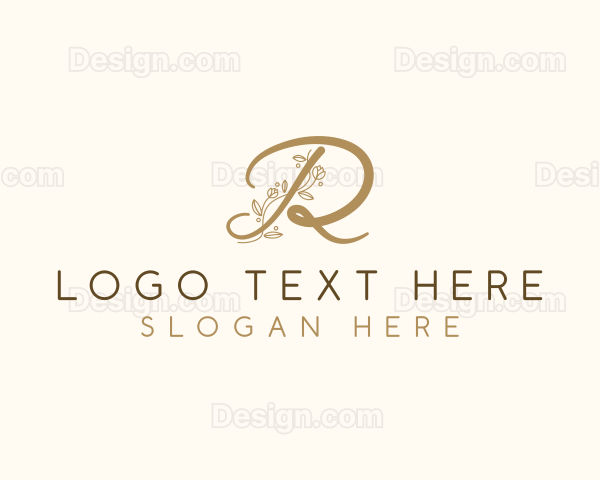 Elegant Floral Ornament Letter R Logo