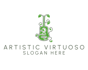 Leaves Vine Guitar logo design