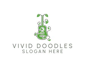 Leaves Vine Guitar logo design