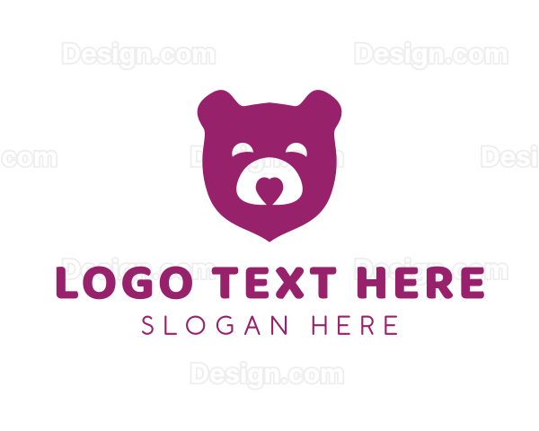 Happy Teddy Bear Heart Logo