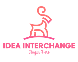 Pink Ibex Ram Goat logo design