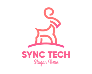 Pink Ibex Ram Goat logo design