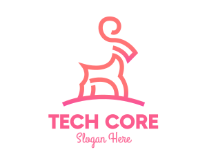 Pink Ibex Ram Goat logo design