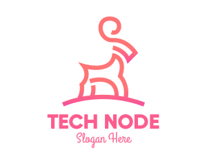 Pink Ibex Ram Goat logo design