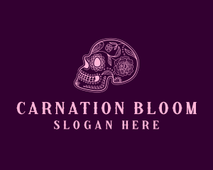 Floral Skull Calavera logo design