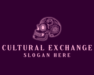 Floral Skull Calavera logo