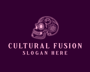 Floral Skull Calavera logo