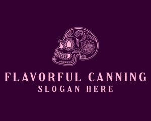 Floral Skull Calavera logo design