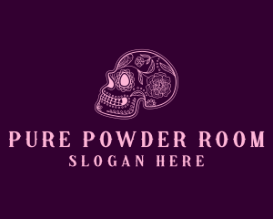 Floral Skull Calavera logo design