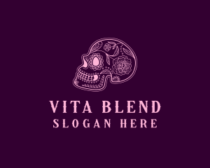 Floral Skull Calavera logo design