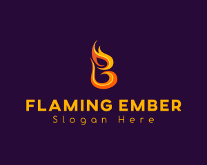 Hot Burning Letter B logo