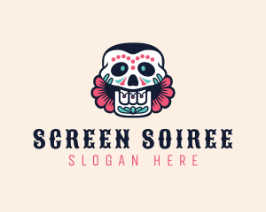 Festive Floral Skull logo design