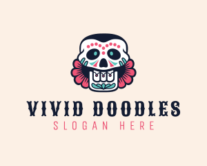 Festive Floral Skull logo design