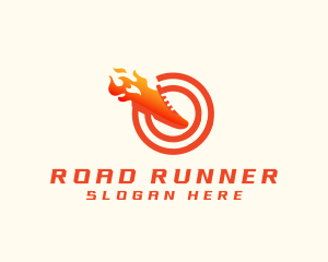 Runner Fire Shoe logo design