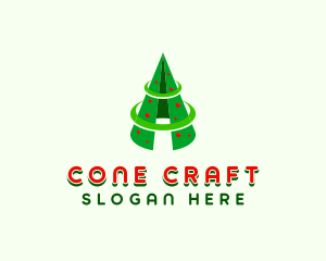 Cone Christmas Tree  logo design