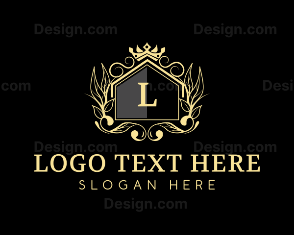 Deluxe House Crown Wreath Logo