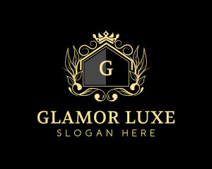 Deluxe House Crown Wreath logo design