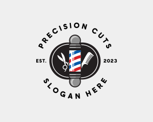 Scissors Comb Barbershop logo design