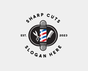 Scissors Comb Barbershop logo design