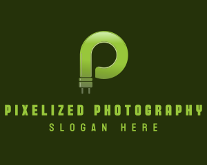 Electrical Bulb Letter P logo design