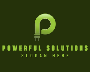 Electrical Bulb Letter P logo design