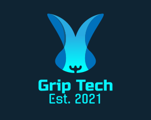 Blue Tech Bunny logo design