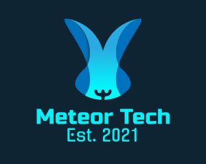 Blue Tech Bunny logo design