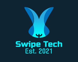 Blue Tech Bunny logo design