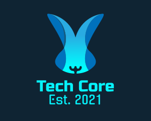 Blue Tech Bunny logo design