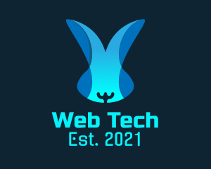 Blue Tech Bunny logo design