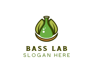 Biotechnology Flask Leaf logo design