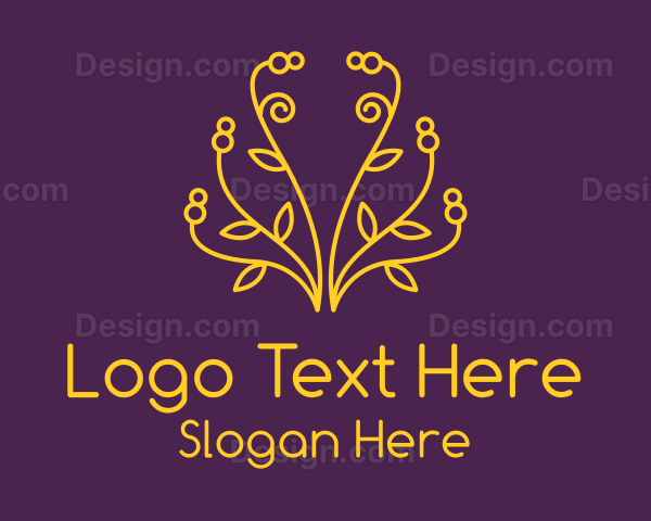 Golden Elegant Plant Logo