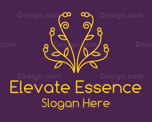 Golden Elegant Plant Logo