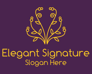 Golden Elegant Plant logo design