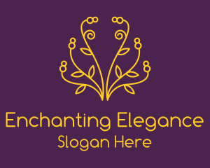 Golden Elegant Plant logo design