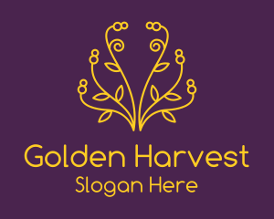 Golden Elegant Plant logo design