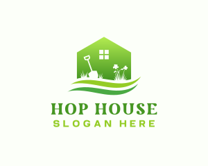 House Shovel Garden Landscaping logo design